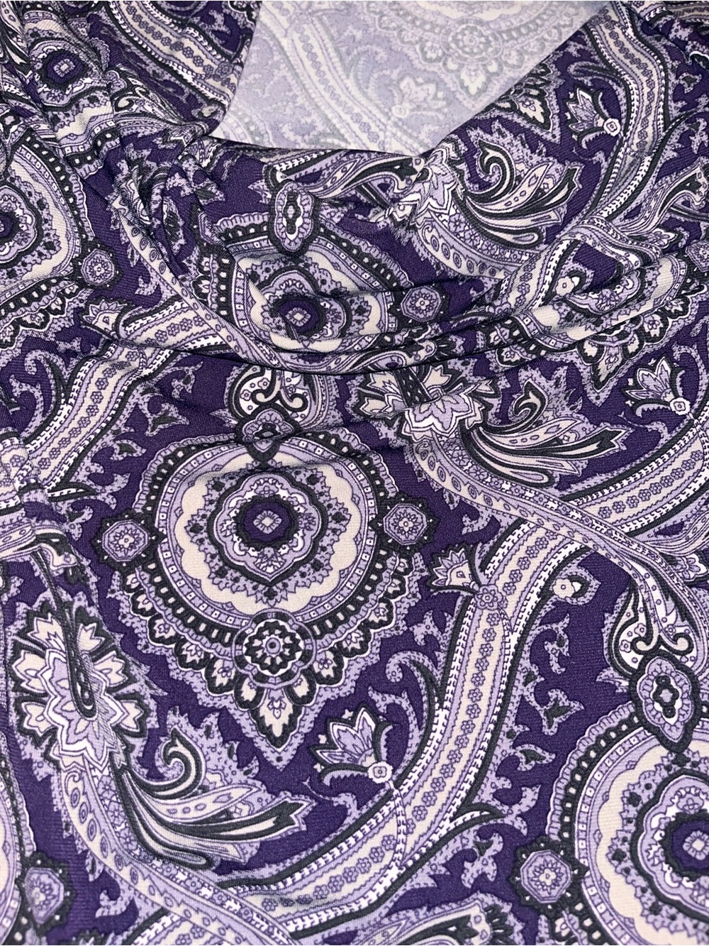 MICHAEL Michael Kors Purple Paisley Cowl-Neck Cap-Sleeve Top - Picture 3 of 4